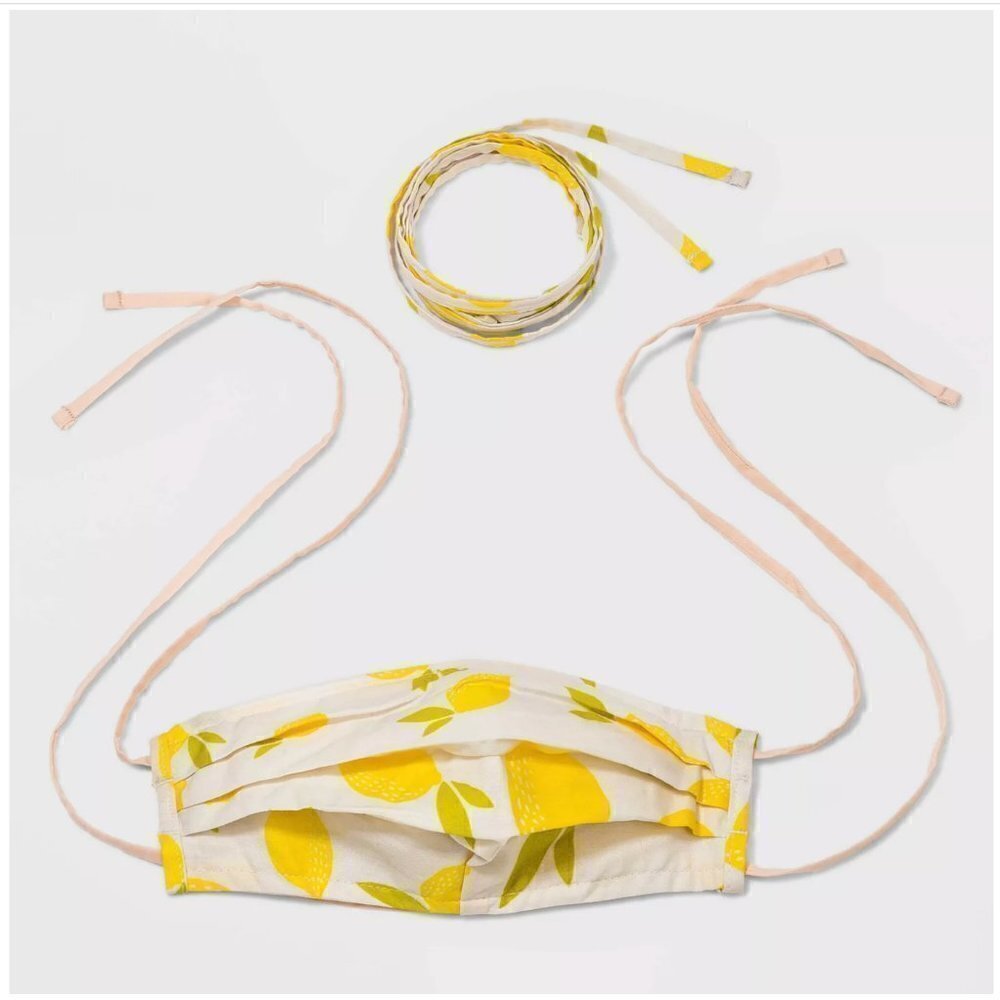 Wild Fable Size Small/Medium Fabric Mask Lemon Print Interchangeable Ties Cotton